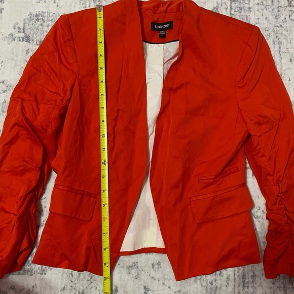 VTG Bebe Red Open Front Blazer Jacket Size 2 - Picture 7 of 14